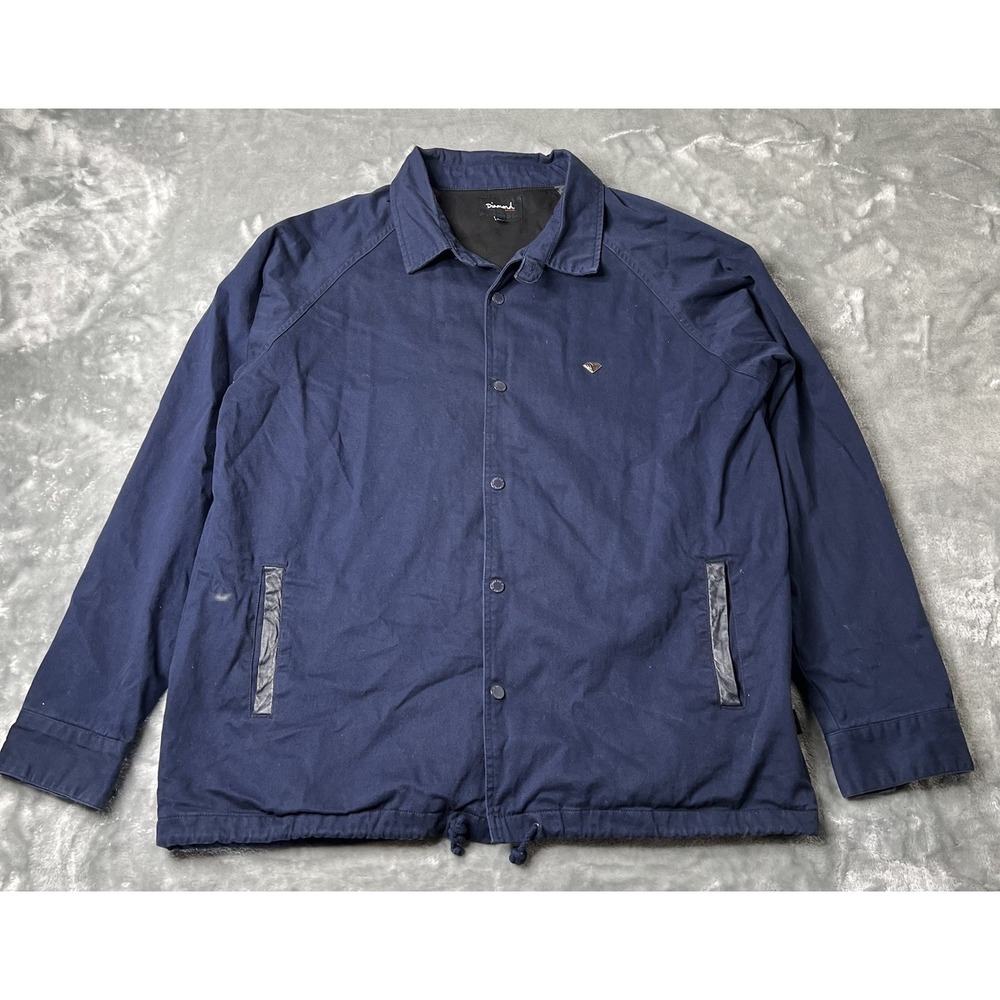 Diamond Supply Co Jacket Men Size XXL Bomber Navy Blue Diamond Logo Streetwear